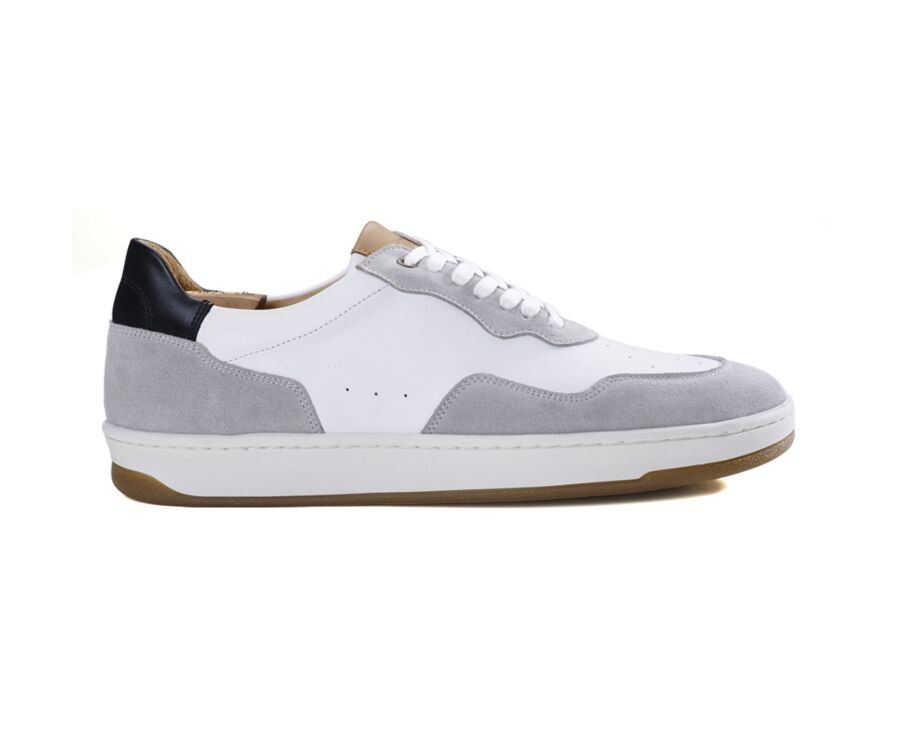 Mens white discount suede trainers