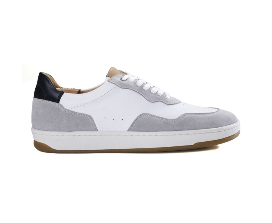 Beige Suede and White Men's Trainers - WONGARA