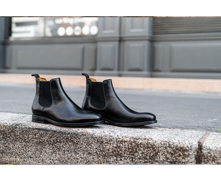 Black Leather Chelsea Boots - ALDERTON GOMME