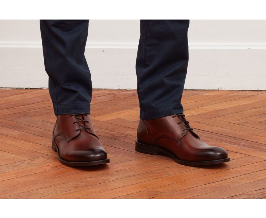 Patina Chocolate Leather Boots - KINSHAM