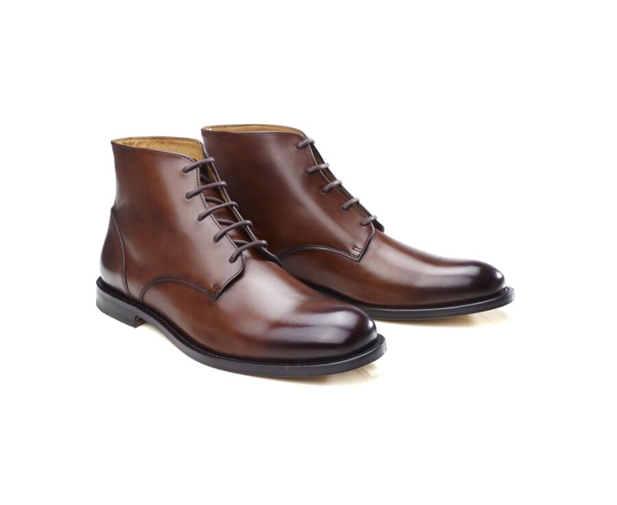 Patina Chocolate Leather Boots - KINSHAM