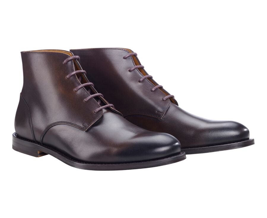 Patina Brown Leather Boots - KINSHAM