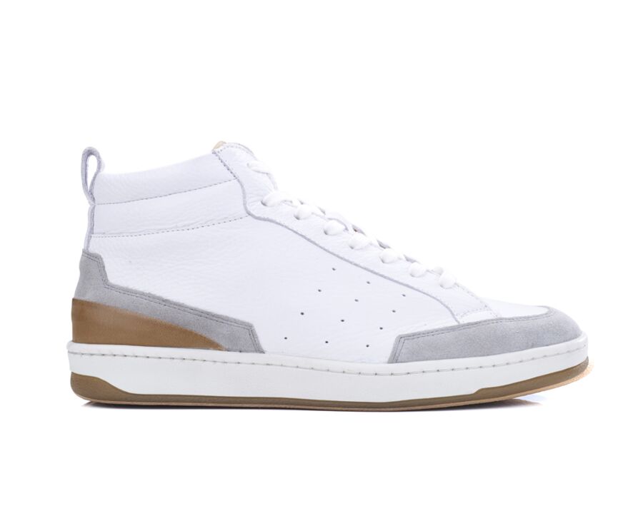 Grained White leather Trainers - HALLORA