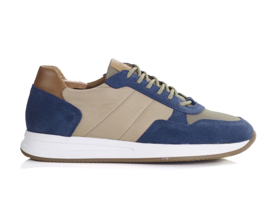Blue suede and Taupe Men's Trainers - NIRRANDA