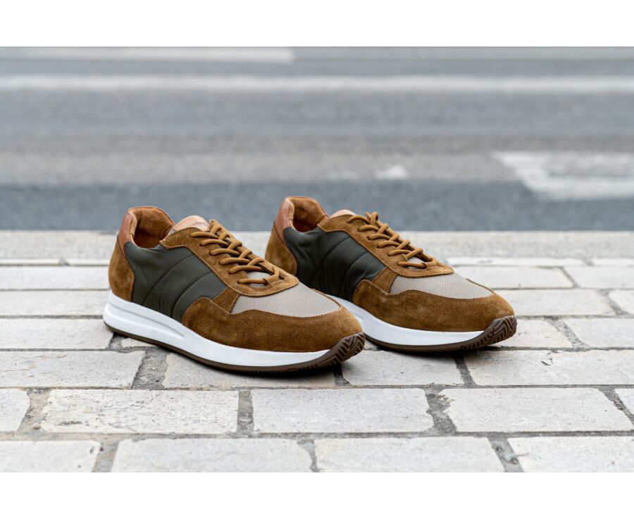Chamois and Khaki Men's Trainers - NIRRANDA