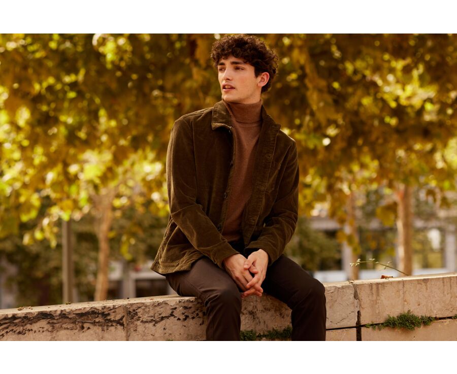 Men's Corduroy Olive Jacket - FIDÉLIEN