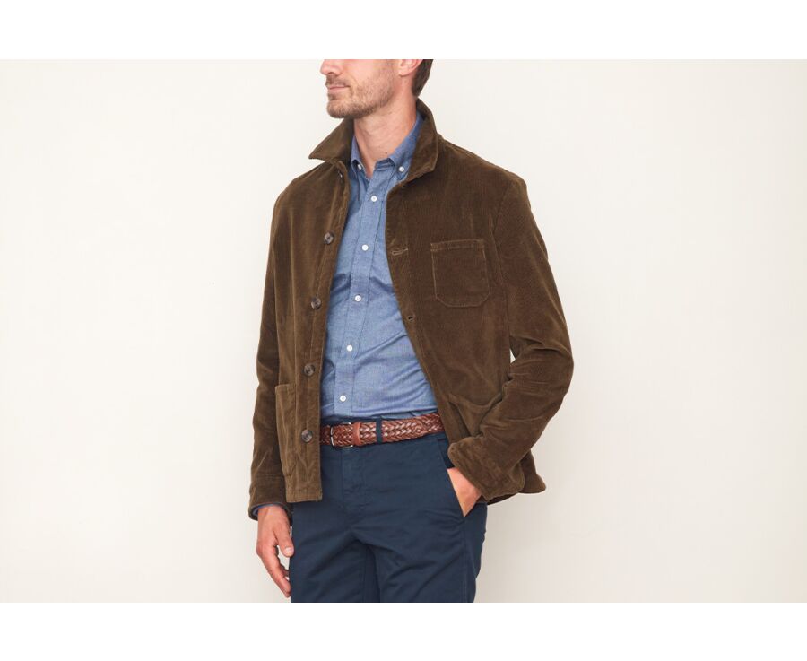 Men's Corduroy Olive Jacket - FIDÉLIEN