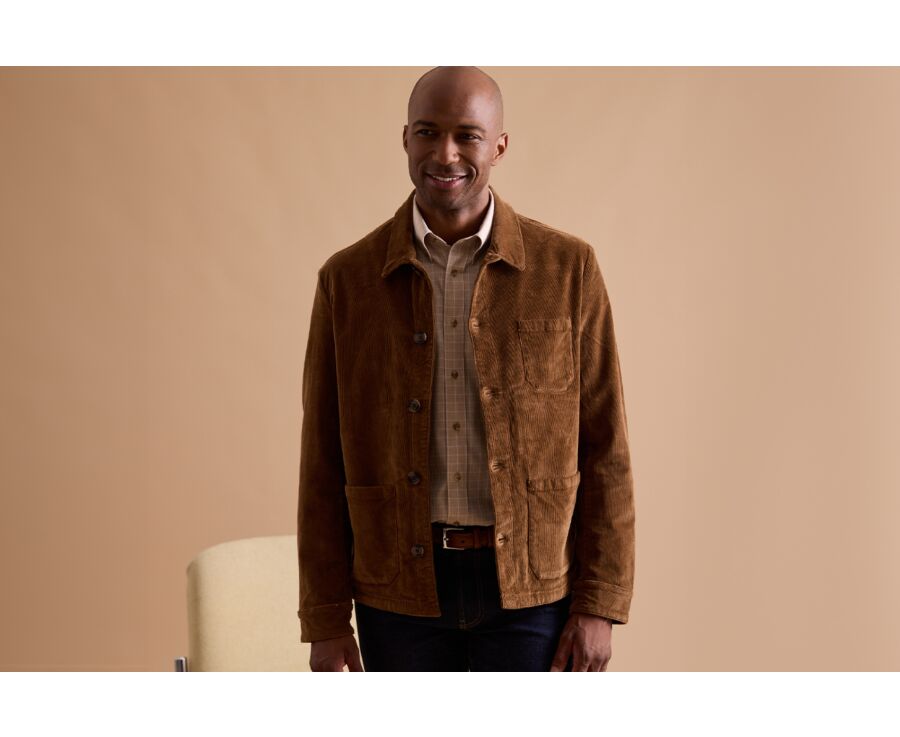 Men's Corduroy Dark Camel Jacket - FIDÉLIEN
