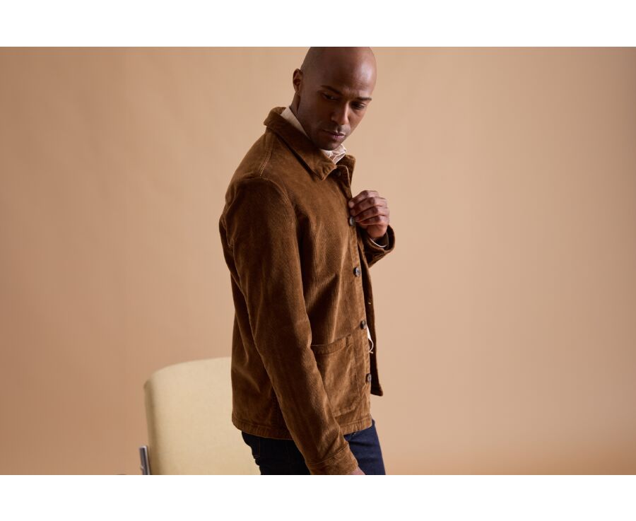 Men's Corduroy Dark Camel Jacket - FIDÉLIEN
