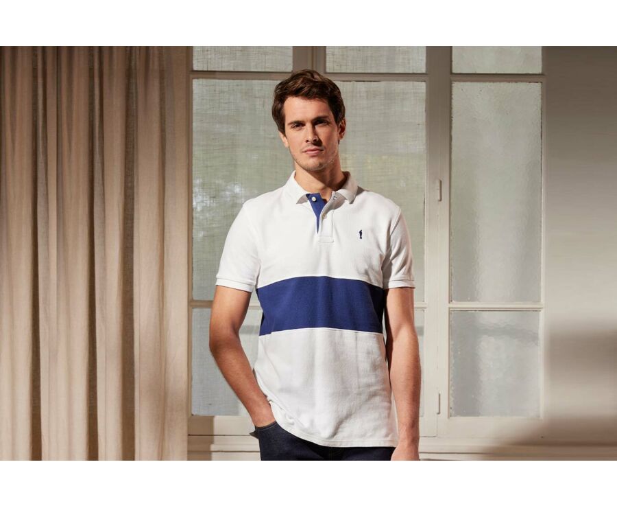 White and Navy Men's polo shirt - AURICK