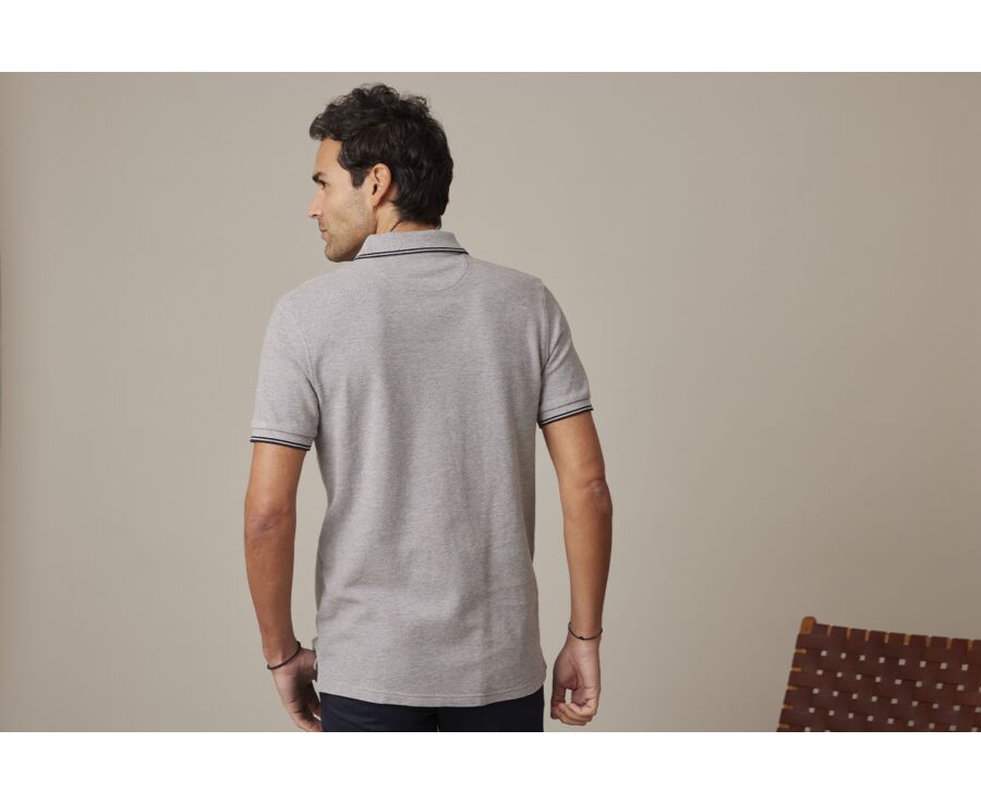 Grey Melange & Navy Men's polo shirt - ADNEY
