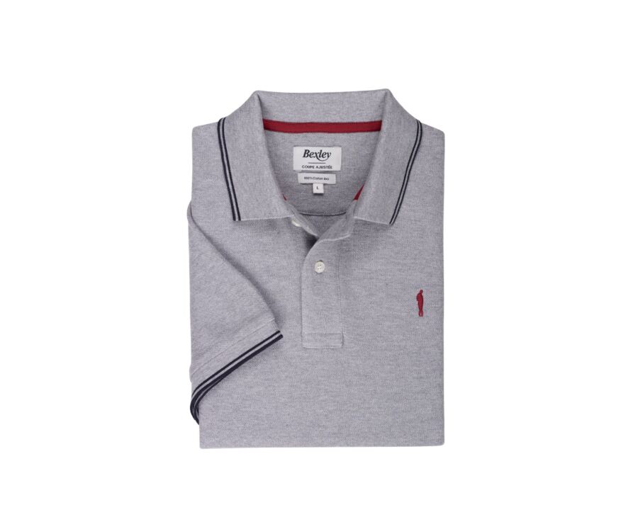 Grey Melange & Navy Men's polo shirt - ADNEY
