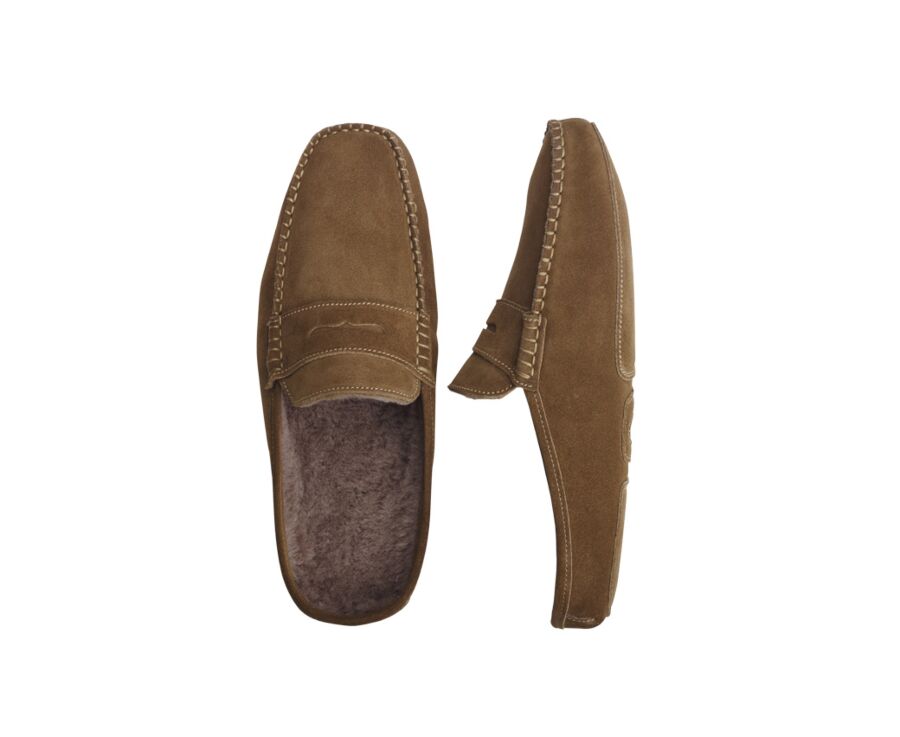 Chamois Suede Wool Lining Mules slippers