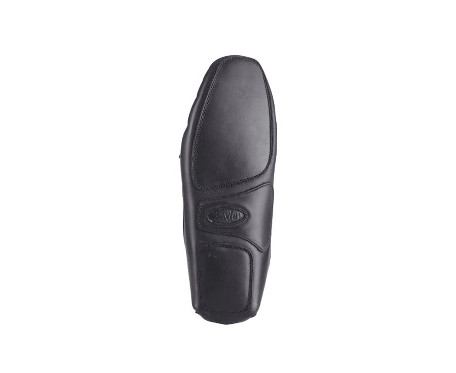 Black leather Wool Lining Moccasin slippers
