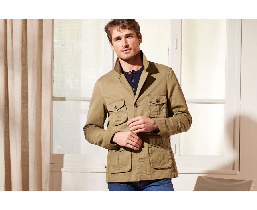 Sahariana verde new arrivals militar hombre