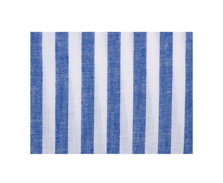 Ocean Blue & White long sleeve cotton linen shirt - COLTEN