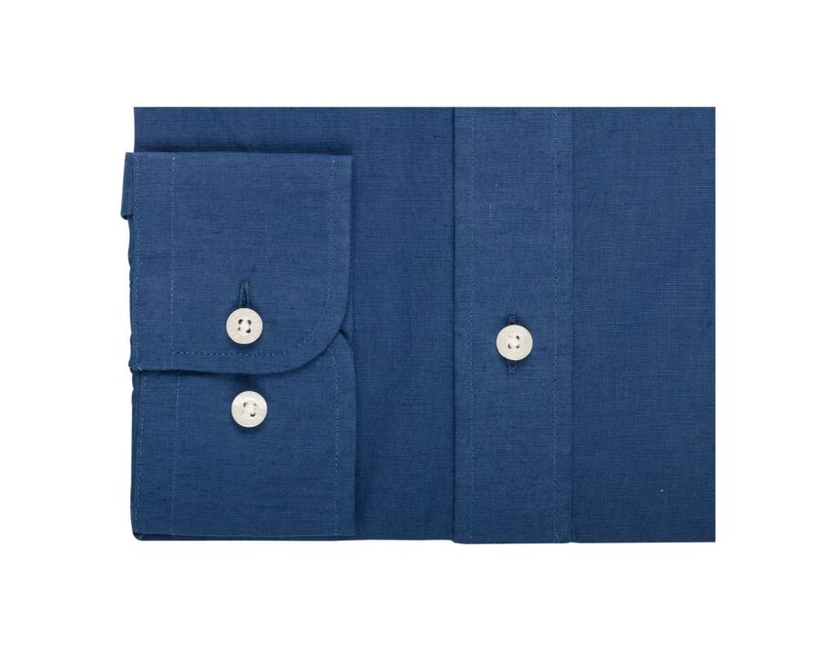 Indigo Blue long sleeve cotton linen shirt - COLTEN