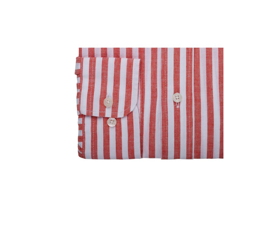 Coral & White long sleeve cotton linen shirt - COLTEN