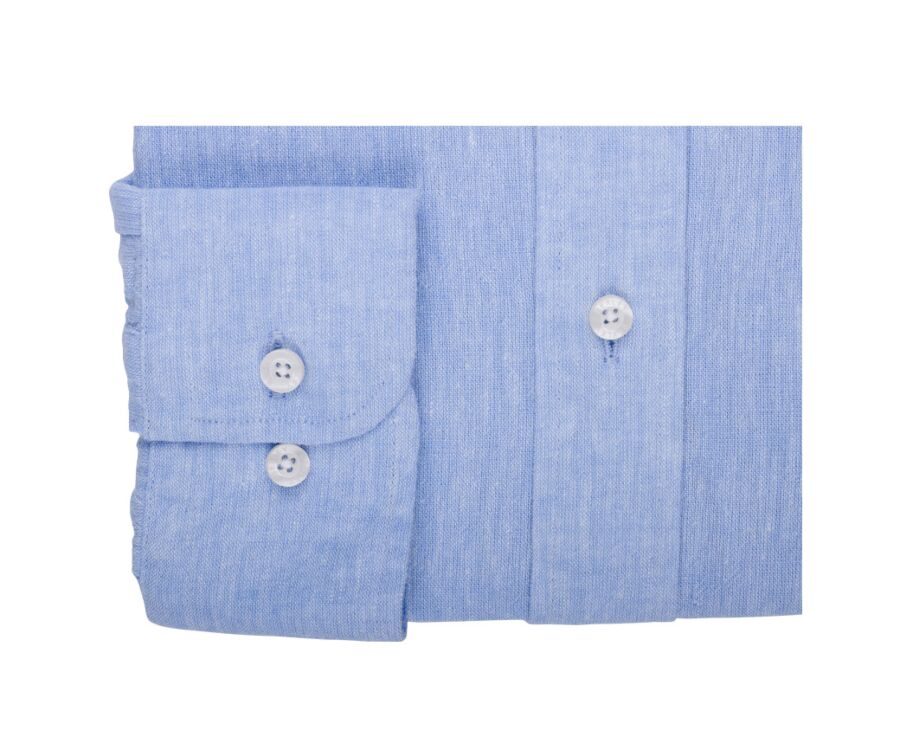 Blue Chambray long sleeve cotton linen shirt - COLTEN
