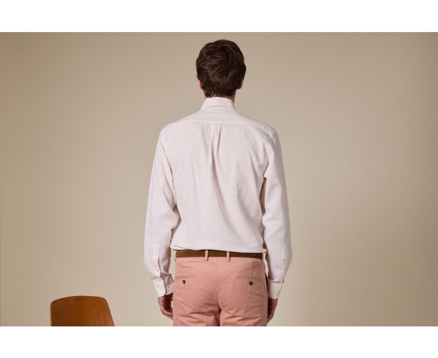 Ecru Chambray long sleeve cotton linen shirt - COLTEN