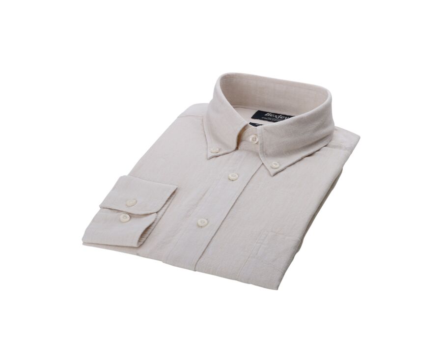 Ecru Chambray long sleeve cotton linen shirt - COLTEN