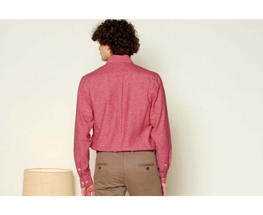 Red Chambray long sleeve cotton linen shirt - COLTEN