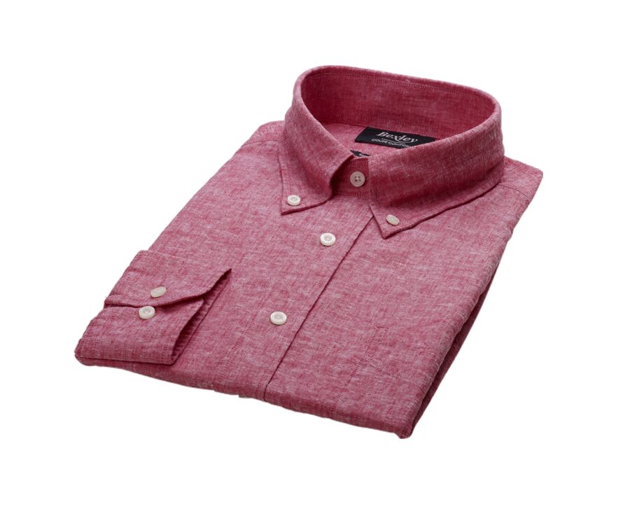 Red Chambray long sleeve cotton linen shirt - COLTEN