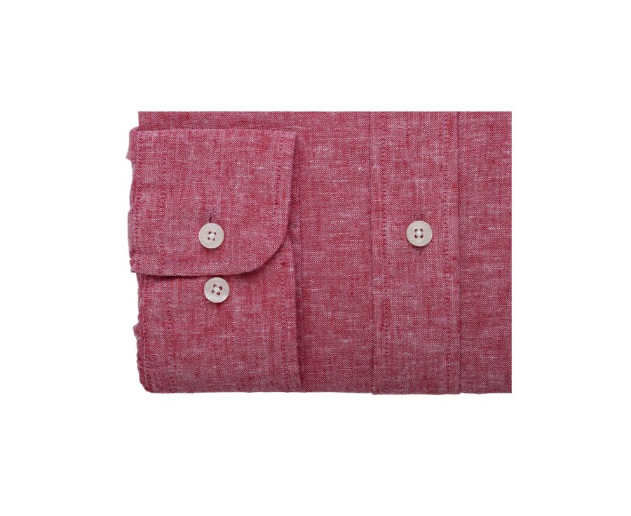 Red Chambray long sleeve cotton linen shirt - COLTEN