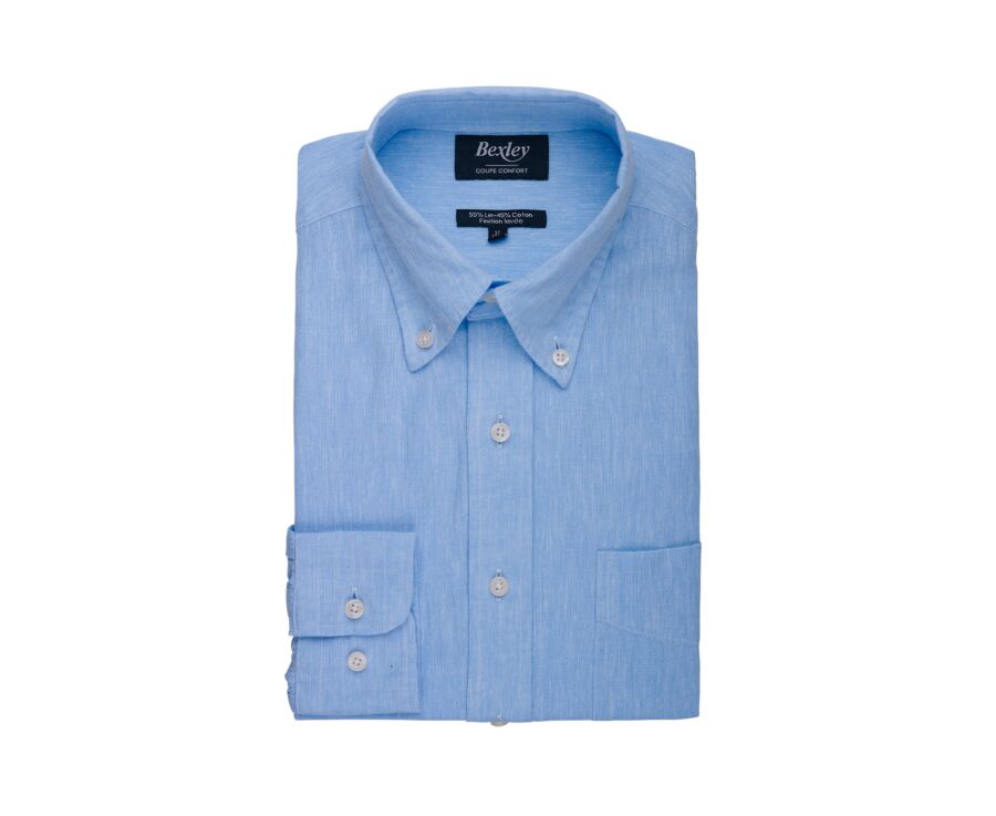 Light Blue Chambray cotton/linen shirt - COLTEN
