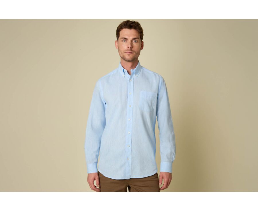 Light Blue Chambray cotton/linen shirt - COLTEN