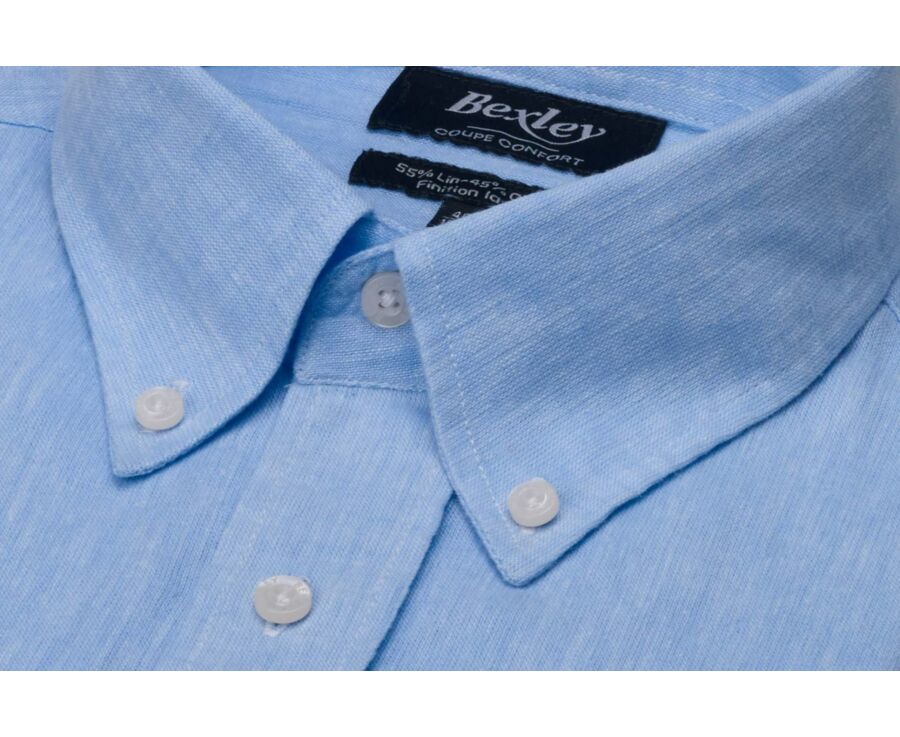 Light Blue Chambray cotton/linen shirt - COLTEN