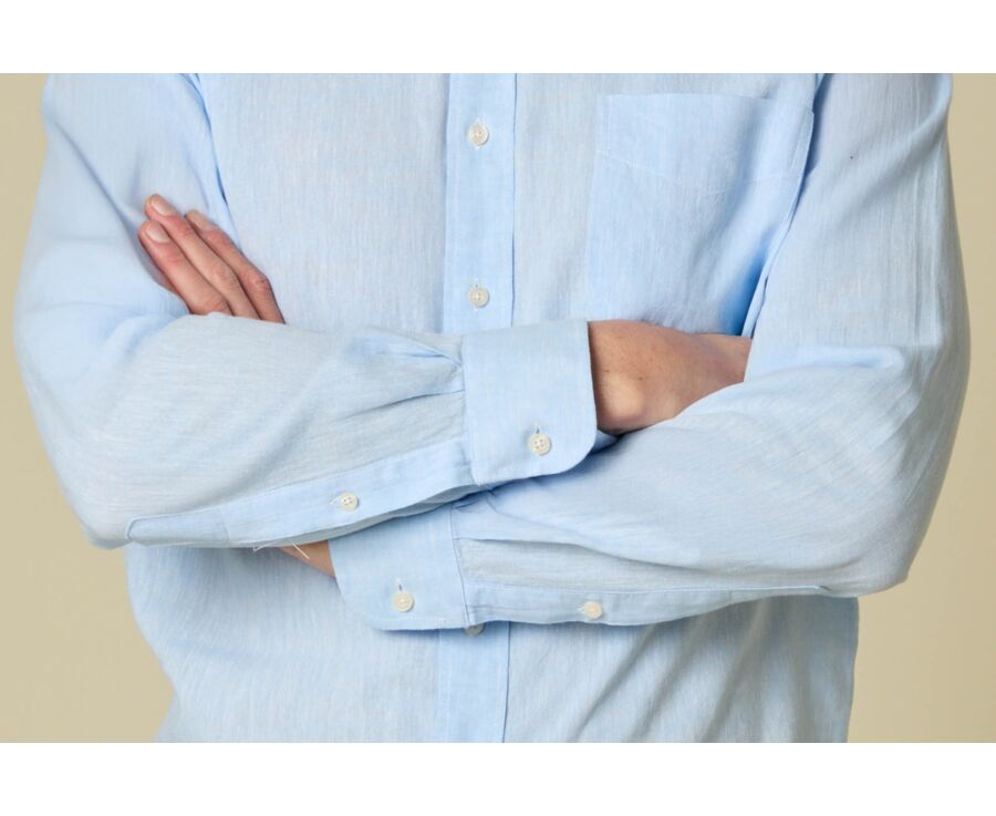 Light Blue Chambray cotton/linen shirt - COLTEN
