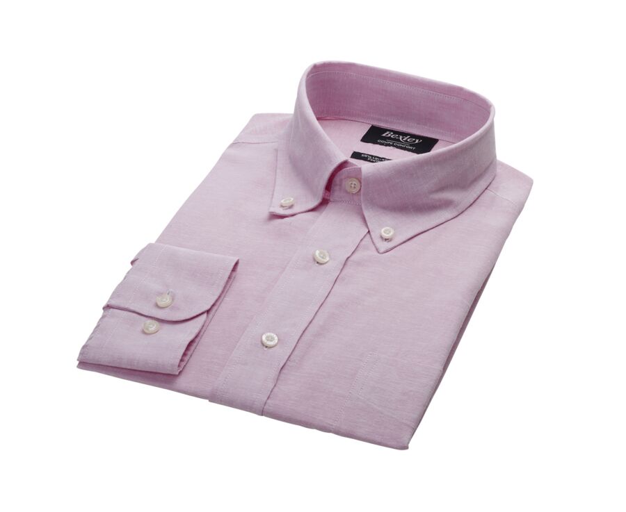 Pink Chambray cotton/linen shirt - COLTEN