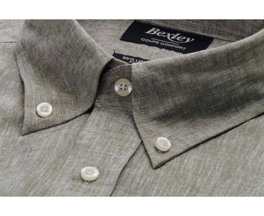Green Khaki Chambray cotton/linen shirt - COLTEN