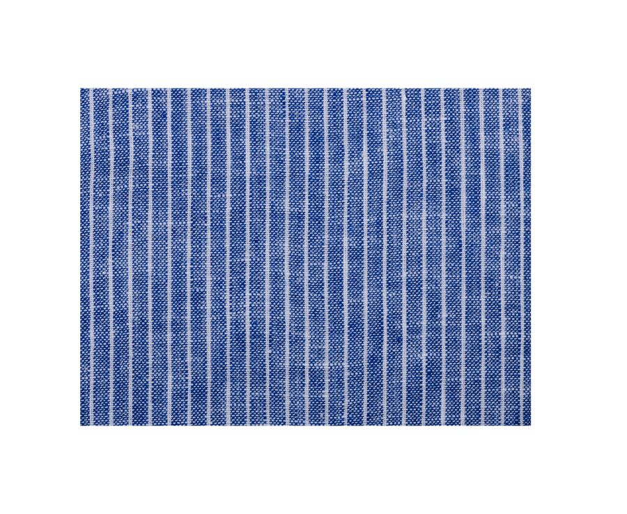 Blue Chambray & White trim long sleeve cotton linen shirt - COLTEN