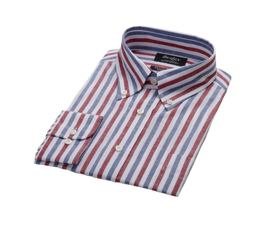 Vintage Red and Blue Chambray  cotton/linen  - COLTEN