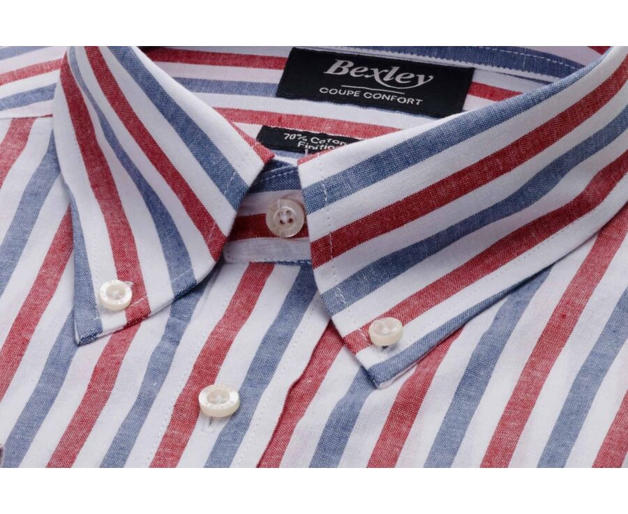 Vintage Red and Blue Chambray cotton/linen shirt - COLTEN