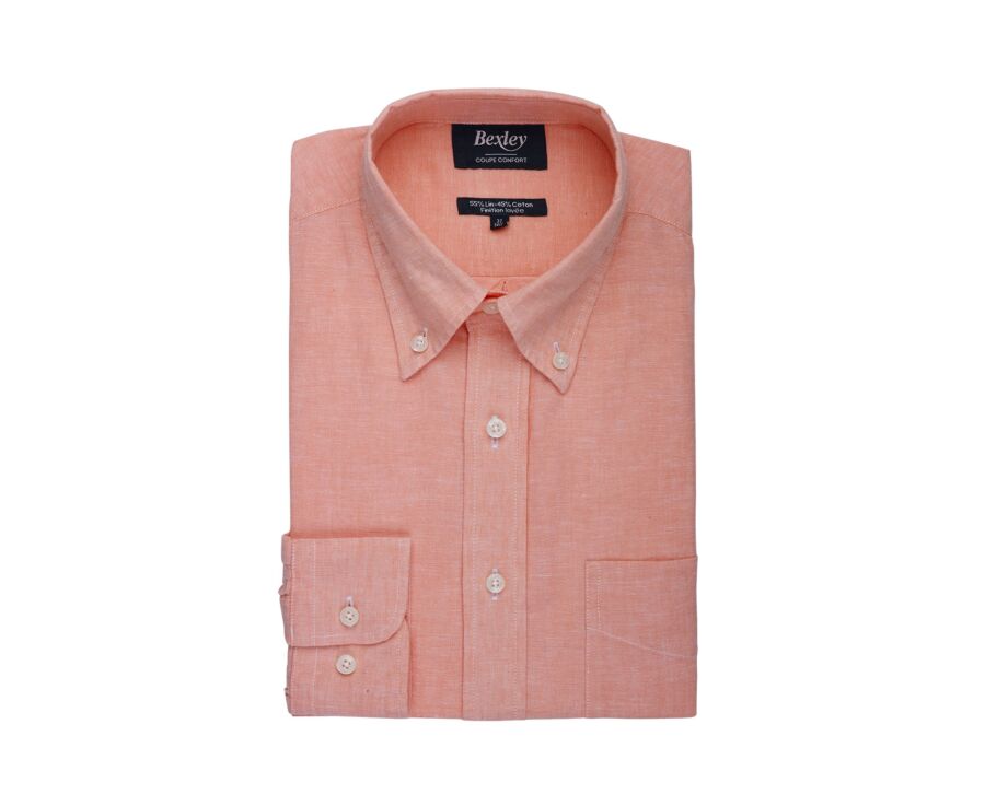 Light Orange Chambray cotton/linen shirt - COLTEN