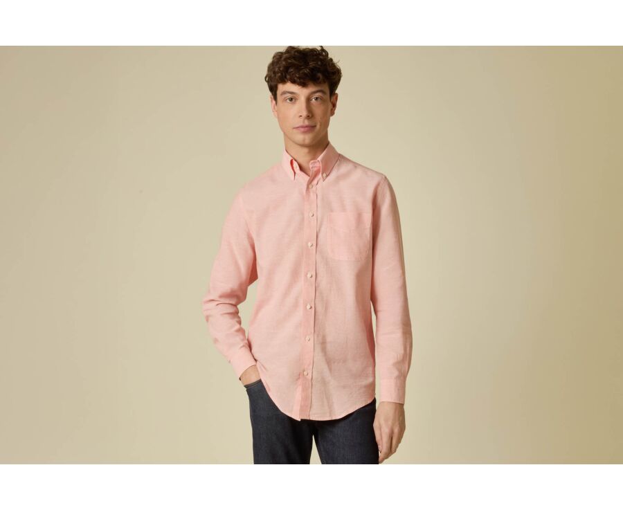 Light Orange Chambray cotton/linen shirt - COLTEN