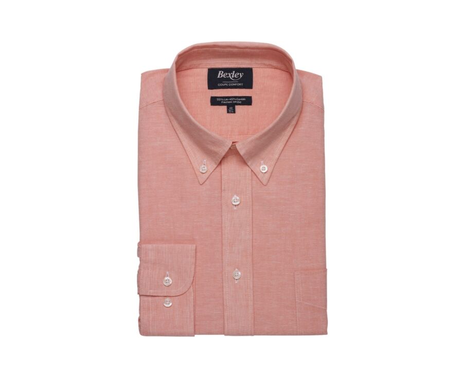 Light Orange Chambray cotton/linen shirt - COLTEN