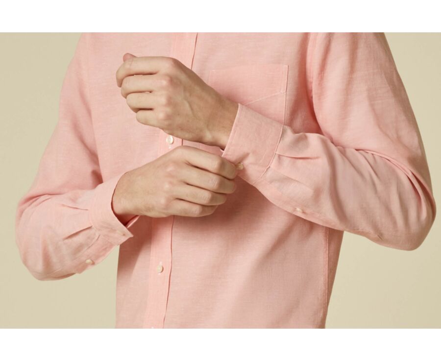 Light Orange Chambray cotton/linen shirt - COLTEN