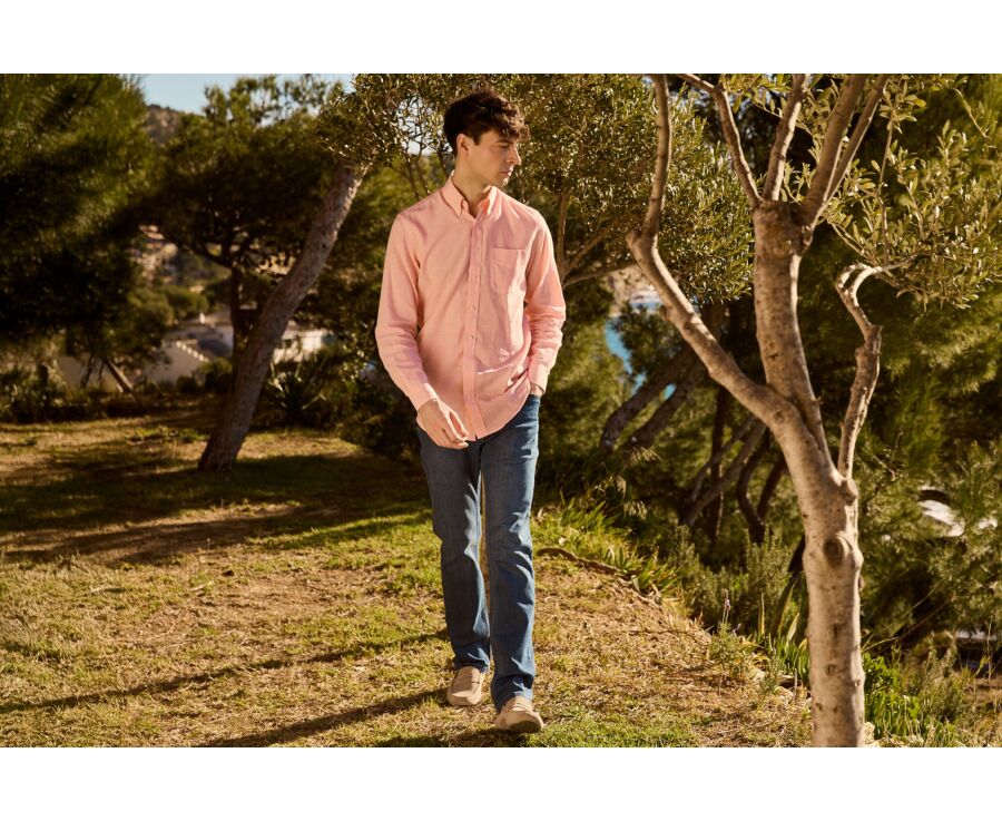 Light Orange Chambray cotton/linen shirt - COLTEN