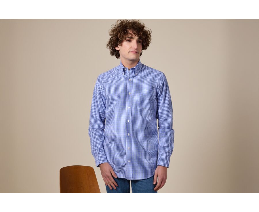 Shirt with white and light blue checks - CODELL