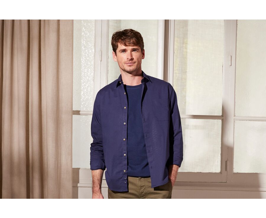 Navy cotton linen shirt - SYLBERT