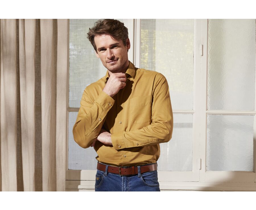 Caramel cotton linen shirt - SYLBERT