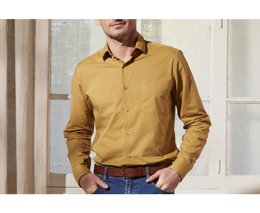 Caramel cotton linen shirt - SYLBERT