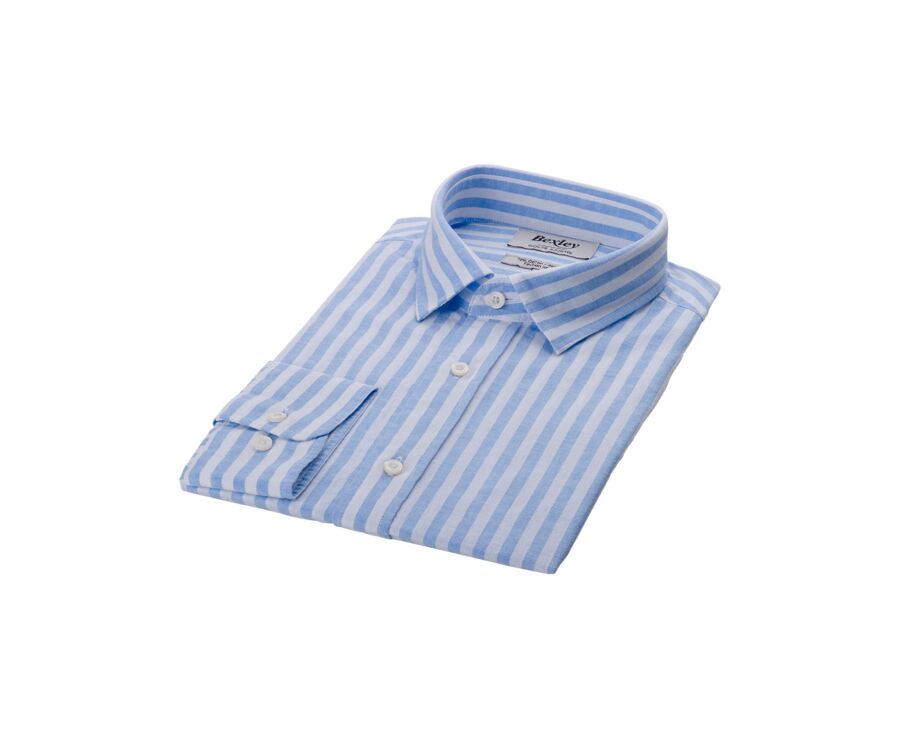 Soft Bleu & White striped cotton linen shirt - SIMONIN