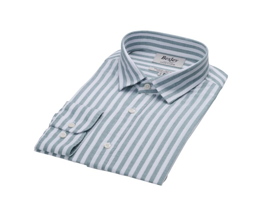 Green & White striped cotton linen shirt - SIMONIN