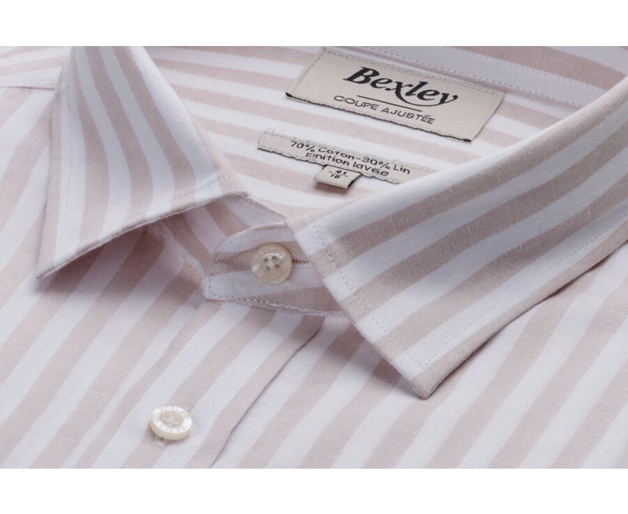 Light Beige and White Stripped Shirt  - SIMONIN