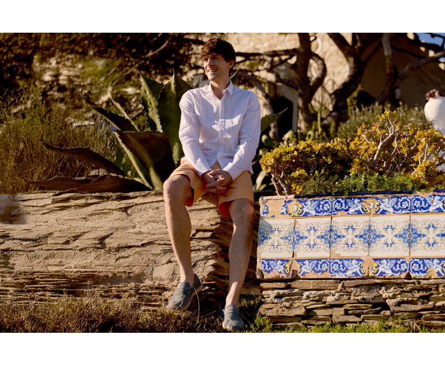 Light Beige and White Stripped Shirt  - SIMONIN